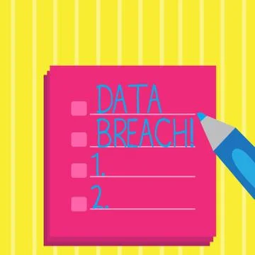Text sign showing Data Breach. Conceptual photo security incident in which se Stockillustratie