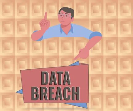 Text sign showing Data Breach. Business approach security incident where Illustrazione stock
