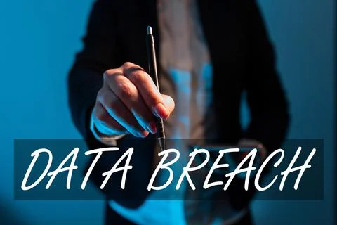 Text sign showing Data Breach. Business approach unauthorized release of Stock Photos