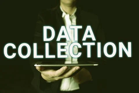 Text sign showing Data Collection. Conceptual photo gathering and measuring Stock Photos