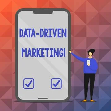 Text sign showing Data Driven Marketing. Conceptual photo Strategy built on 스톡 일러스트