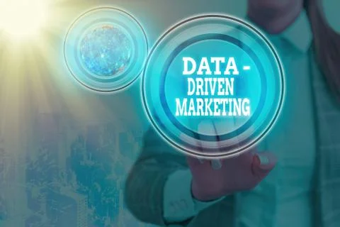 Text sign showing Data driven Marketing. Conceptual photo process by which 스톡 사진