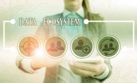 Text sign showing Data Ecosystem. Conceptual photo collection of infrastructure Foto stock
