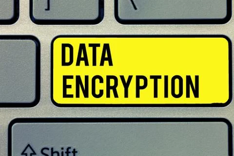 Text sign showing Data Encryption. Conceptual photo Symmetric key algorithm for Stock Photos