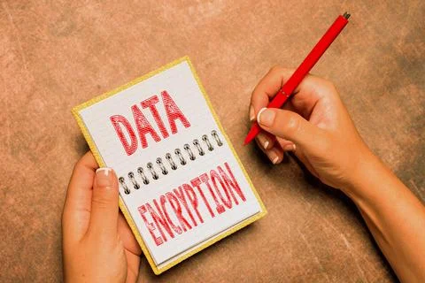 Text sign showing Data Encryption. Word for Conversion of data into code for Stock Photos