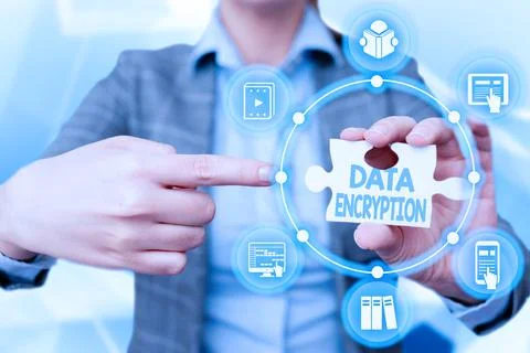 Text sign showing Data Encryption. Business approach Conversion of data into 스톡 사진