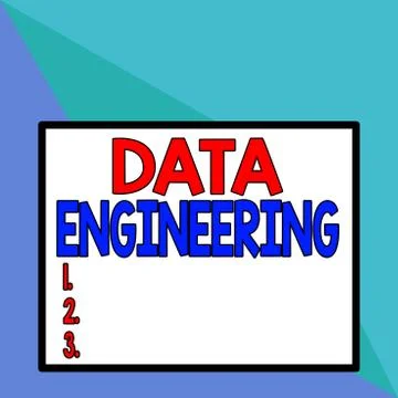 Text sign showing Data Engineering. Conceptual photo data science that focuses Illustrazione stock