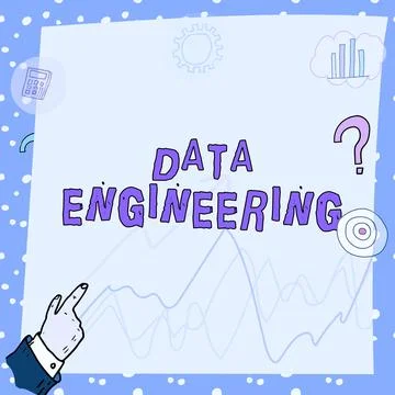 Text sign showing Data Engineering. Word for data science that focuses on Illustrazione stock