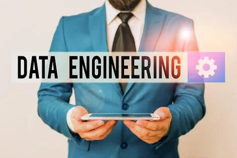 Text sign showing Data Engineering. Conceptual photo data science that focuses Stock Photos
