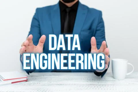Text sign showing Data Engineering. Word Written on data science that focuses on Stock Photos