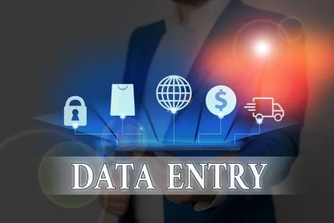 Text sign showing Data Entry. Conceptual photo process of inputting data or 스톡 사진