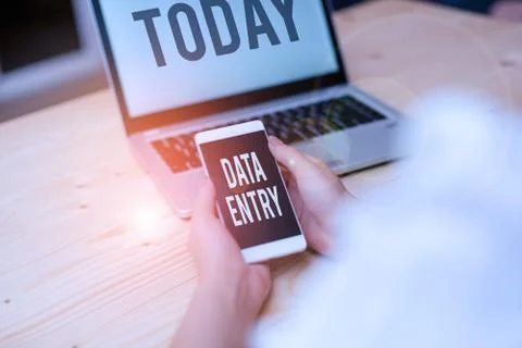 Text sign showing Data Entry. Conceptual photo process of inputting data or Stock Photos