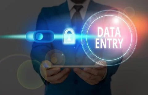 Text sign showing Data Entry. Conceptual photo process of inputting data or 스톡 사진