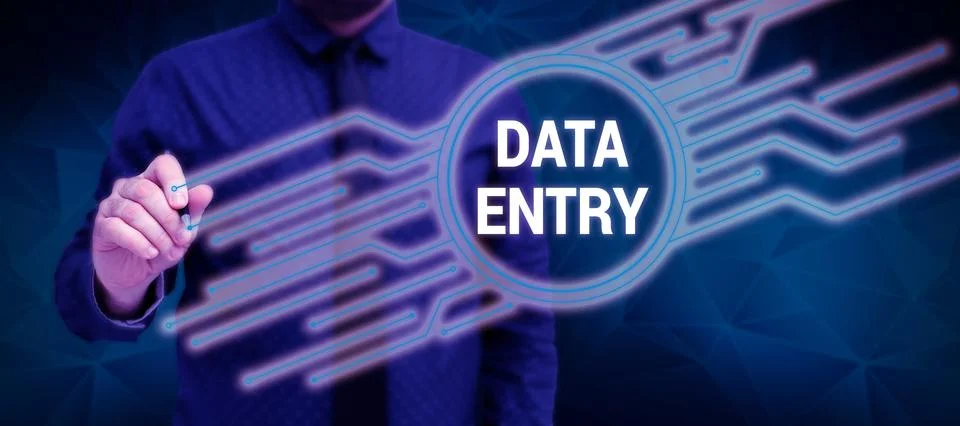 Text sign showing Data Entry. Conceptual photo process of inputting data or 스톡 사진