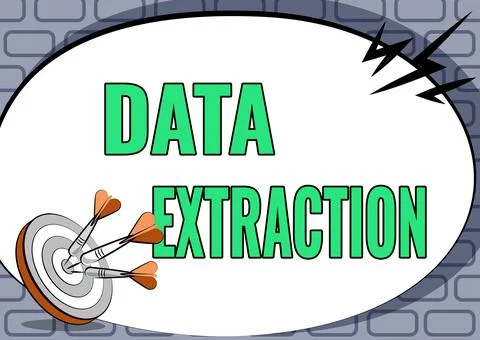 Text sign showing Data Extraction. Word Written on act or process of retrieving Stock Illustration