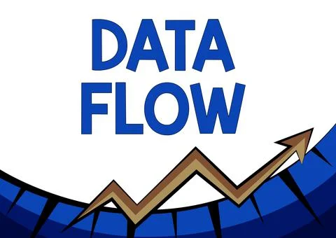 Text sign showing Data Flow. Internet Concept the movement of data through a Stock Illustration