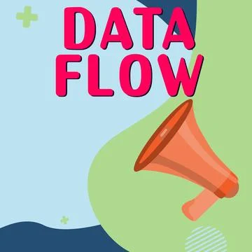 Text sign showing Data Flow. Word for the movement of data through a system Stock Illustration