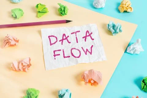 Text sign showing Data Flow. Conceptual photo the movement of data through a Stockfoto's