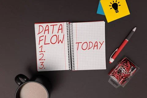 Text sign showing Data Flow. Word for the movement of data through a system 스톡 사진