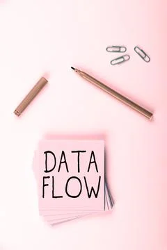 Text sign showing Data Flow. Business showcase the movement of data through a 写真素材
