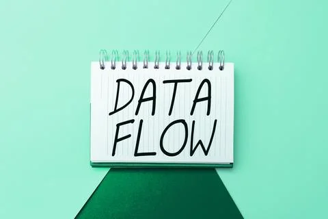 Text sign showing Data Flow. Business overview the movement of data through a 스톡 사진