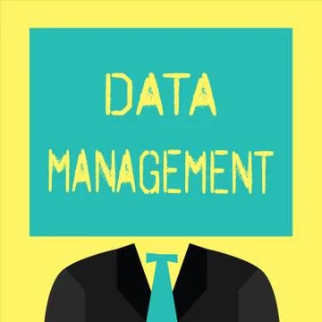 Text sign showing Data Management. Conceptual photo The practice of organizing Illustrazione stock
