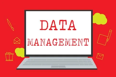 Text sign showing Data Management. Conceptual photo The practice of organizing 库存插图