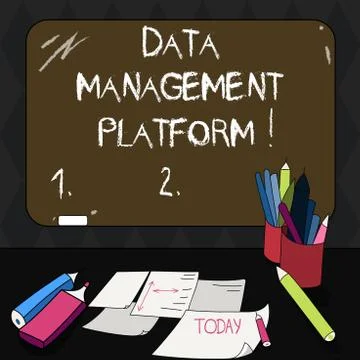 Text sign showing Data Management Platform. Conceptual photo Type of centralized 스톡 일러스트
