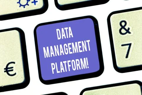 Text sign showing Data Management Platform. Conceptual photo Type of centralized Stock Photos