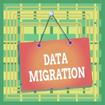 Text sign showing Data Migration. Conceptual photo process of transferring data Stock Illustration