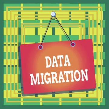 Text sign showing Data Migration. Conceptual photo process of transferring data Stock Illustration