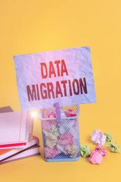 Text sign showing Data Migration. Conceptual photo process of transferring data Stock Photos