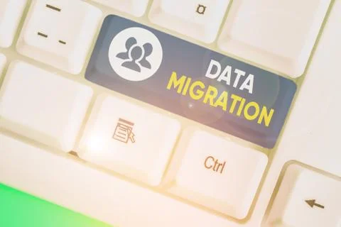 Text sign showing Data Migration. Conceptual photo process of transferring data Stock Photos