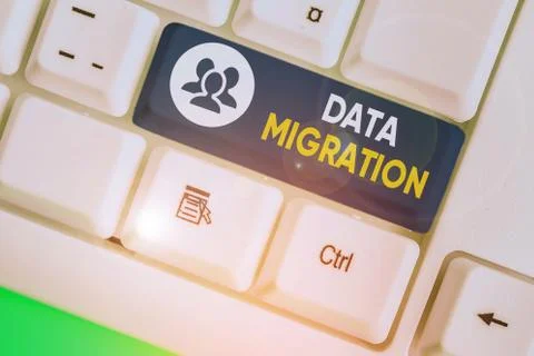 Text sign showing Data Migration. Conceptual photo process of transferring data Stock Photos