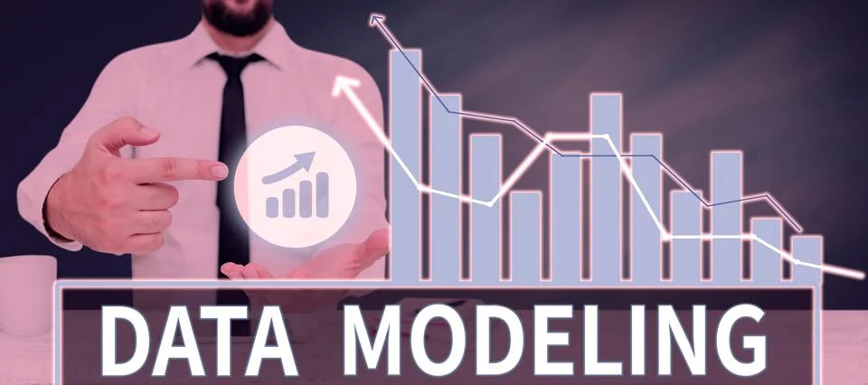 Text sign showing Data Modeling. Concept meaning process of transferring data 스톡 사진