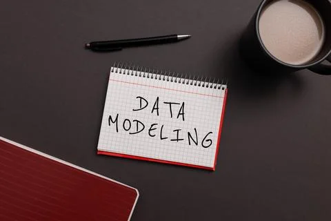 Text sign showing Data Modeling. Business idea process of transferring data Stockfoto's