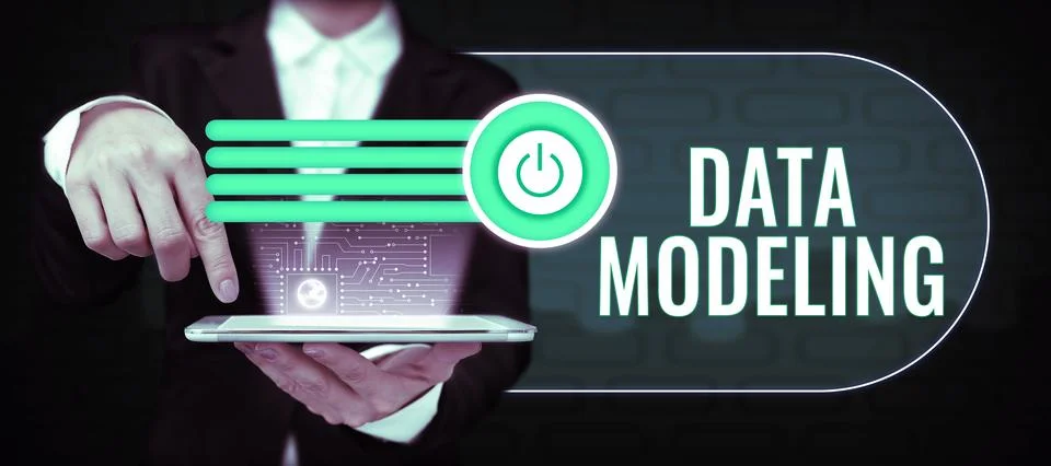 Text sign showing Data Modeling. Business idea process of transferring data Stockfoto's