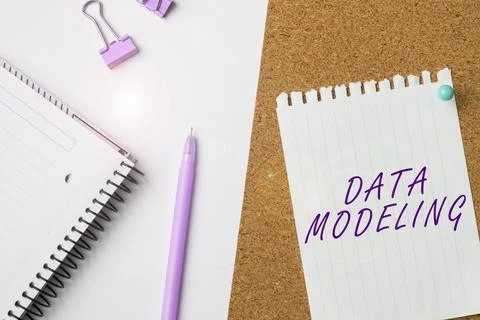 Text sign showing Data Modeling. Concept meaning process of transferring data Stock Photos