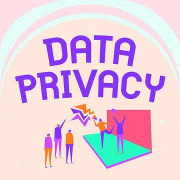 Text sign showing Data Privacy. Word Written on internet security and digital Illustrazione stock