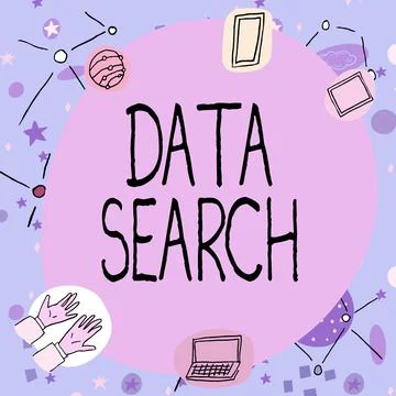 Text sign showing Data Search. Business idea gathers and reports information Stock Illustration