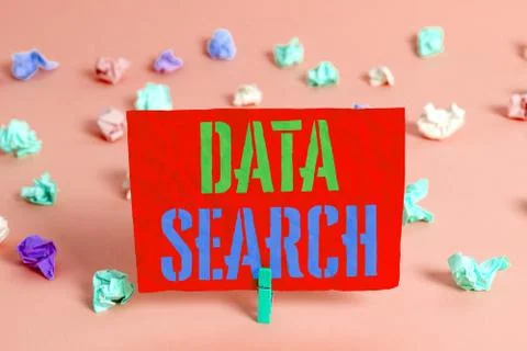 Text sign showing Data Search. Conceptual photo gathers and reports information Foto stock