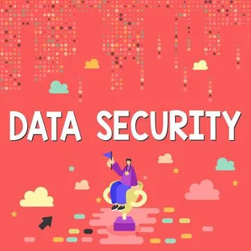 Text sign showing Data Security. Business overview Confidentiality Disk Stock Illustration