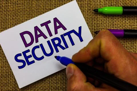 Text sign showing Data Security. Conceptual photo Confidentiality Disk Stock Photos