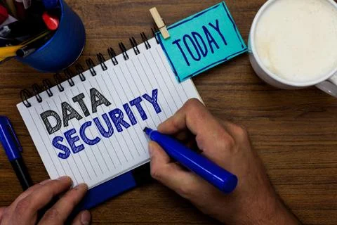 Text sign showing Data Security. Conceptual photo Confidentiality Disk Stock Photos