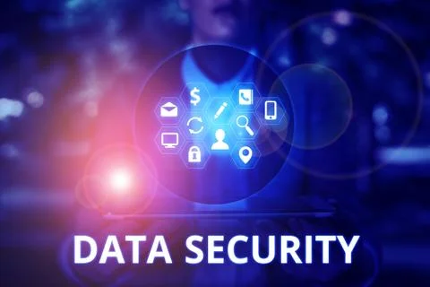 Text sign showing Data Security. Conceptual photo Confidentiality Disk Stock Photos