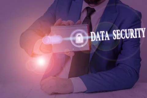 Text sign showing Data Security. Conceptual photo the process of protecting data 스톡 사진