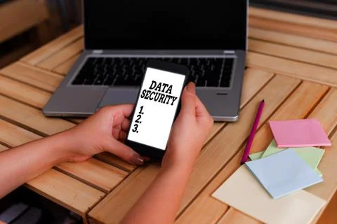 Text sign showing Data Security. Conceptual photo the process of protecting data Stock Photos