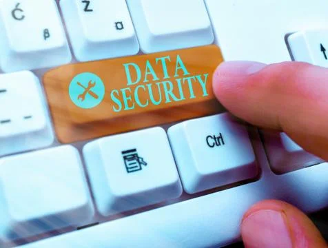 Text sign showing Data Security. Conceptual photo Confidentiality Disk Stock Photos