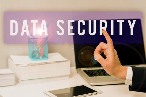 Text sign showing Data Security. Business overview Confidentiality Disk Encry Stock Photos