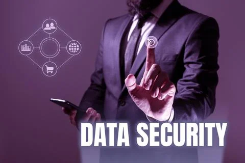 Text sign showing Data Security. Word for Confidentiality Disk Encryption Stock Photos